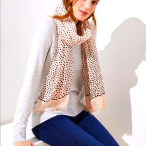 LOFT Beige Black Hearts Scarf Shawl Wrap Winter Fall Women's Modal Cotton Soft